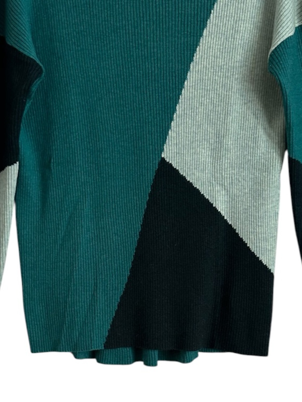 Smartwool Intarsia Everglade Heather Merino Wool Colorblock Rib Sweater M - Picture 5 of 10